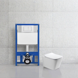 Inodoro Colgante de Diseño Moderno con Tanque de Agua Oculto, Inodoro Cuadrado de Cerámica con Doble Descarga y Tanque Sanitario Integrado - Product Image 1
