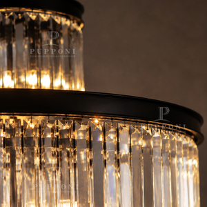 Lámpara colgante de cristal cónica moderna de varios niveles con cadena ajustable, candelabro de múltiples capas para vestíbulo, decoración de lujo para el hogar - Product Image 4