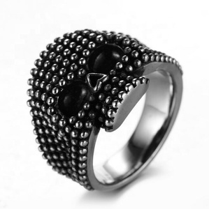 Bijoux en acier inoxydable punk anneaux de crâne pour hommes DM233 - Product Image 2