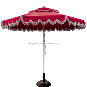 Parasol de plage personnalisé imprimé avec design sur mesure, style bohème, pour patio extérieur, usage commercial, avec franges et pompons, Bali Algida <span class=keywords><strong>Ricard</strong></span> - Product Image 6