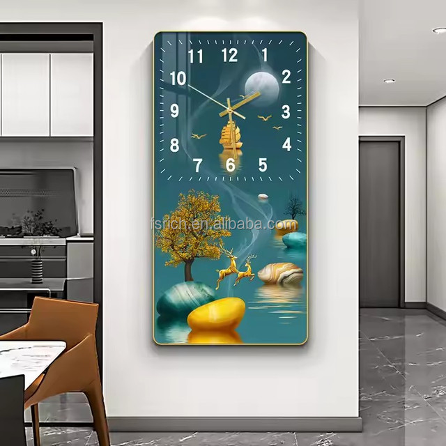 Wholesales Modern Home Decoration Luxury Abstract Restaurant Poster Art Frame Crystal Porcelain Wall Art Wall Clock