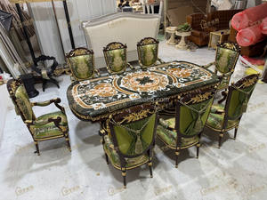 椅子椅子ヨーロッパアンティークアームダイニングチェア無垢材ロイヤルヴィラ宮殿ベルベット - Product Image 4