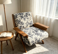 Fauteuil de loisirs moderne en bois massif avec coussin en éponge, chaise écologique pour salon et hôtel