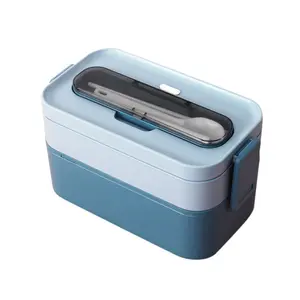Japanese style microwave safe food container plastic double-layer compartment bento lunch box