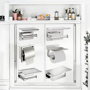 Porte-papier toilette mural, support de téléphone portable, étagère de rangement, design industriel, adhésif, pour usage domestique, porte-serviettes en papier TYPE 3 - Product Image 5