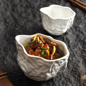 Tasse à café et à lait en céramique blanche irrégulière, écologique, pour la maison, idéale pour servir des plats occidentaux et des sauces - Product Image 1