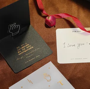 Пользовательский логотип печать спасибо 3D розовое золото фольга штамповка хорошего дня поздравительные открытки Подарочная открытка лазерная резка свадебные пригласительные открытки