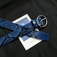 Ceinture pour femme Y2K, ceinture western, imprimé serpent, boucle métallique ronde, large sangle, accessoire tendance pour fille branchée, plusieurs options de couleurs