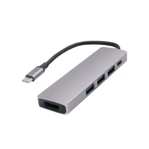 Aluminum Shell Type C Adapter 5 in 1Type C Multiport for laptop with card reader SD and HDMI and Type C docking adapter