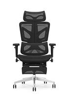 Chaise de bureau ergonomique moderne haut de gamme en maille avec dossier en aluminium poli, appui-tête réglable, accoudoirs pivotants 3D, base en aluminium