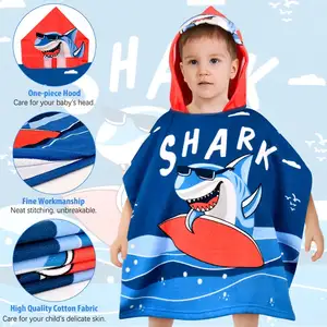 Custom Design Microfiber Kinderen Prinses Zeemeermin Bedrukt Capuchon Handdoek Cartoon Poncho 'S Strandlaken Kids