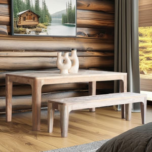 Banc en teck au design unique avec bords arrondis avec une longueur de 190cm pour les espaces communs de la salle à manger du restaurant - Product Image 2