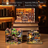 Kit de bibliothèque DIY Magic Book Nook, puzzle en bois 3D, maison de poupée miniature, modèle de construction, serre-livres avec meubles et lumière LED