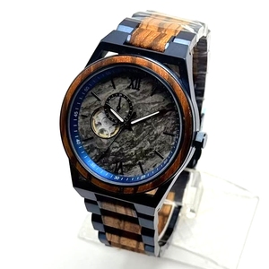 Unisex Wooden <strong>Analog</strong> Quartz <strong>Watch</strong> <strong>with</strong> Crystal Dial Vintage Style Miyota Movement Handmade 45mm Dial 18mm Band - Product Image 3