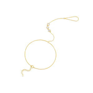 Pulseras Elegantes de Plata 925 con Tres Circonitas, Estilo Moderno en Dorado para Chicas - Product Image 4