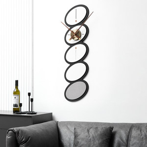 Nordic Style <b>Wall</b> <b>Clock</b> Oval Shape <b>Silent</b> Quartz Movement Battery Powered Living Room Home Decor Art Modern Design - Product Image 4