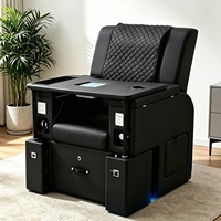 Fauteuil de massage électrique inclinable en cuir véritable pour manucure, soins capillaires, spa des pieds, permanente, coloration, et table d'appoint pour tatouage
