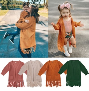 Femmes hiver chaud frange tricoté Long Cardigan décontracté <span class=keywords><strong>maman</strong></span> et moi <span class=keywords><strong>pull</strong></span> pour enfants pour bébé garçons et filles - Product Image 5