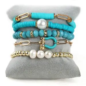 Mode-sieraden Legering Ketting Handboeien Hematiet Armband Set Polymeer Klei Kristallen Glazen Zoetwater Parel Armband