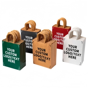 Bolsas de Papel Kraft Ecológicas para Pedidos al por Mayor con Logotipo, para Compras y Regalos, en Negro, Blanco y Marrón, MOQ Bajo - Product Image 1