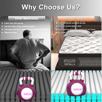 Matelas hybride orthopédique à ressorts ensachés de 12 pouces avec 7 zones de confort pour le soulagement de la colonne vertébrale, livré en boîte - Colchones Materasso