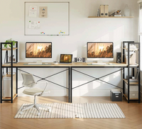 Bureau d'ordinateur simple, table d'e-sport, poste de travail multifonction en bois, bureau d'étude avec étagère de rangement à plusieurs niveaux