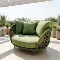 Canapé double en corde de haute qualité Longang pour l'extérieur, meubles de jardin modernes pour villa, avec cadre en aluminium thermolaqué résistant aux UV