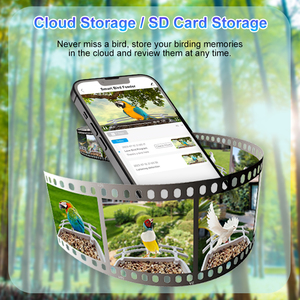 Mangeoire à oiseaux portable avec stockage dans le cloud, plateforme extérieure, reconnaissance IA, charge automatique, enregistrement et prise de vue, observation d'oiseaux suspendue - Product Image 5
