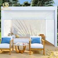 Pergola bioclimatique imperméable, auvent extérieur, toit à lames orientables électriques, gazebo de jardin, pavillon en aluminium avec écran latéral