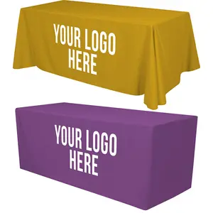 Custom Logo Spandex Table Cover 4ft 6ft 8ft Stretch Table Cloth Hotel Banquet Exhibition Decor Tablecloth