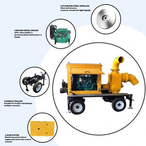Pompe à eau industrielle, moteur diesel, pompe centrifuge d'irrigation, machine à pomper l'eau agricole, pompe d'irrigation diesel - Product Image 2