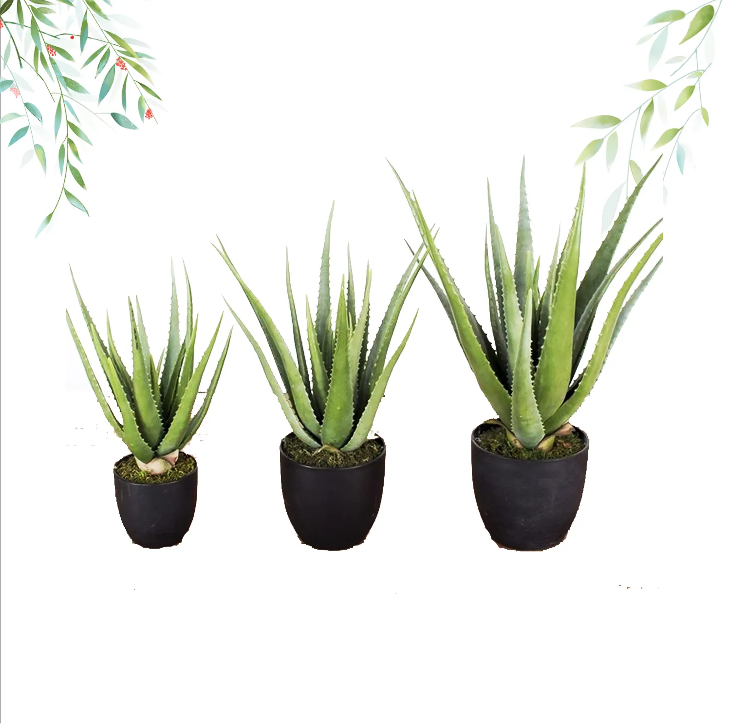 Aloe artificial personalizado para decoração de quartos, escritórios e pisos, planta artificial de fornecimento de fábrica