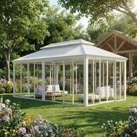 Pintu PC Aluminium Prefabrikasi Modern Mewah Rumah Kustom Ruang Berjemur Gazebo Atap Solid Luar Ruangan 3.65x6M