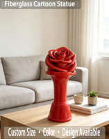 Sculpture en fibre de verre personnalisée, rose artificielle, étanche, pour hôtel, petite décoration d'intérieur, fleuriste