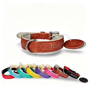 Collier de luxe en cuir pour chien, orné de diamants, en cuir de vachette véritable, pour bouledogue français, <span class=keywords><strong>pitbull</strong></span>, bijoux esthétiques pour chien - Product Image 6