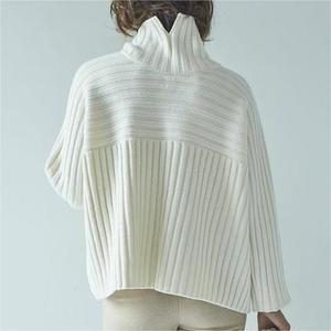 2025 Nhà Sản Xuất Tùy Chỉnh Hàng Dệt Kim Phụ Nữ Thời Trang Sang Trọng Màu Trắng Dệt Kim Quá Khổ Ấm Áp Của Phụ Nữ Cashmere Cao Cổ Chủ Đề Áo Len - Product Image 2