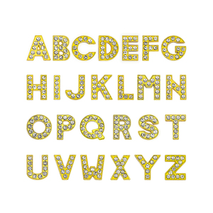 Low Price High Quality Stocked Fashion Jewelry 8mm Slide Letters Alphabet Rhinestone Slide <strong>Charms</strong> <strong>Silver</strong>/Gold Accessory Hollow Out Slider Letters - Product Image 1