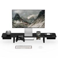 Support de moniteur avec 2 tiroirs, étagère de bureau avec pieds en métal pour bureau à domicile