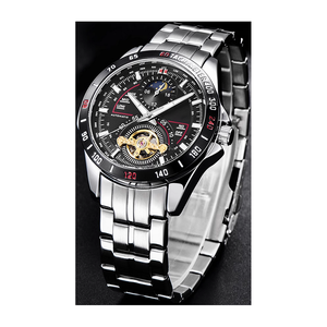 Usine lot personnalisé entièrement en acier inoxydable boîtier squelette volant 24 heures affichage lumineux hommes automatique montre mécanique - Product Image 1