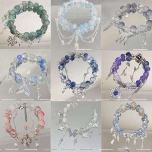 NYY Versatile Niche Stock Wholesale Unique Novel Style Beaded Tassel Bangles High <strong>Aesthetic</strong> Crystal <strong>Bracelets</strong> for Women Girls - Product Image 2
