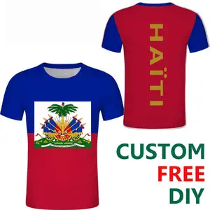 wholesale custom round collar sports t shirts Haiti country soft and comfortable of Haitian men and women