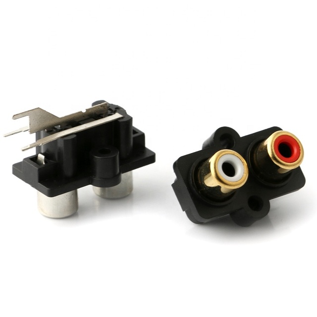 BSSY)Gold Plating Pcb Female Rca Jacks Audio Plug Socket 2 Position Couplerrc Connector