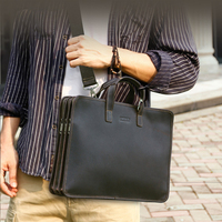 Porte-documents de luxe en cuir véritable multi-compartiments, sac messager pour ordinateur portable de 16 pouces, sacoche d'affaires pour hommes, sac à main pour ordinateur