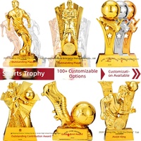 Trophée de football Ballon d'Or et Buttin d'Or en résine synthétique, figurine décorative, accessoire pour fan, prix gratuit