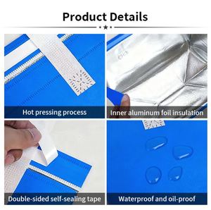 Sac isotherme personnalisé pliable en non-tissé avec doublure en aluminium, poignées intégrées, pour livraison de repas chauds ou froids, idéal pour boulangerie et pâtisserie - Product Image 5