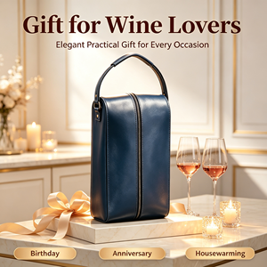 Bolsa Enfriadora de Vino de Lujo con Logotipo Personalizado, de Cuero PU, para 2 Botellas, Bolso Portátil para Vino, Bolsa de Regalo para Transportar Botellas de Vino - Product Image 1