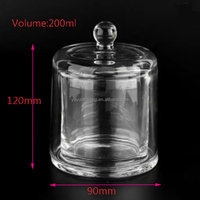 Bocaux de bougie en verre avec couvercle, taille moyenne, base en dôme, cloche épaisse transparente