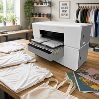 Imprimante DTG à jet d'encre haute vitesse pour vêtements, t-shirts, sweats à capuche, double station A3 avec 4 têtes d'impression XP600/I3200, qualité commerciale