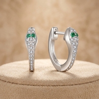 Boucles d'oreilles créoles serpent tendance pour femme en argent sterling 925, plaqué rhodium fin, zircone cubique, motif animal, vente en gros OEM ODM