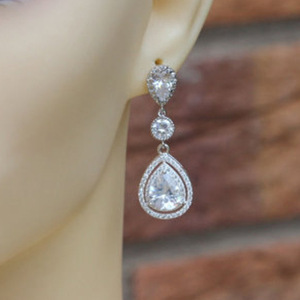 Eleganti Orecchini a Goccia d'Acqua, Gioielli Scintillanti per Serate, Matrimoni e Accessori da Sposa per Donne - Product Image 2